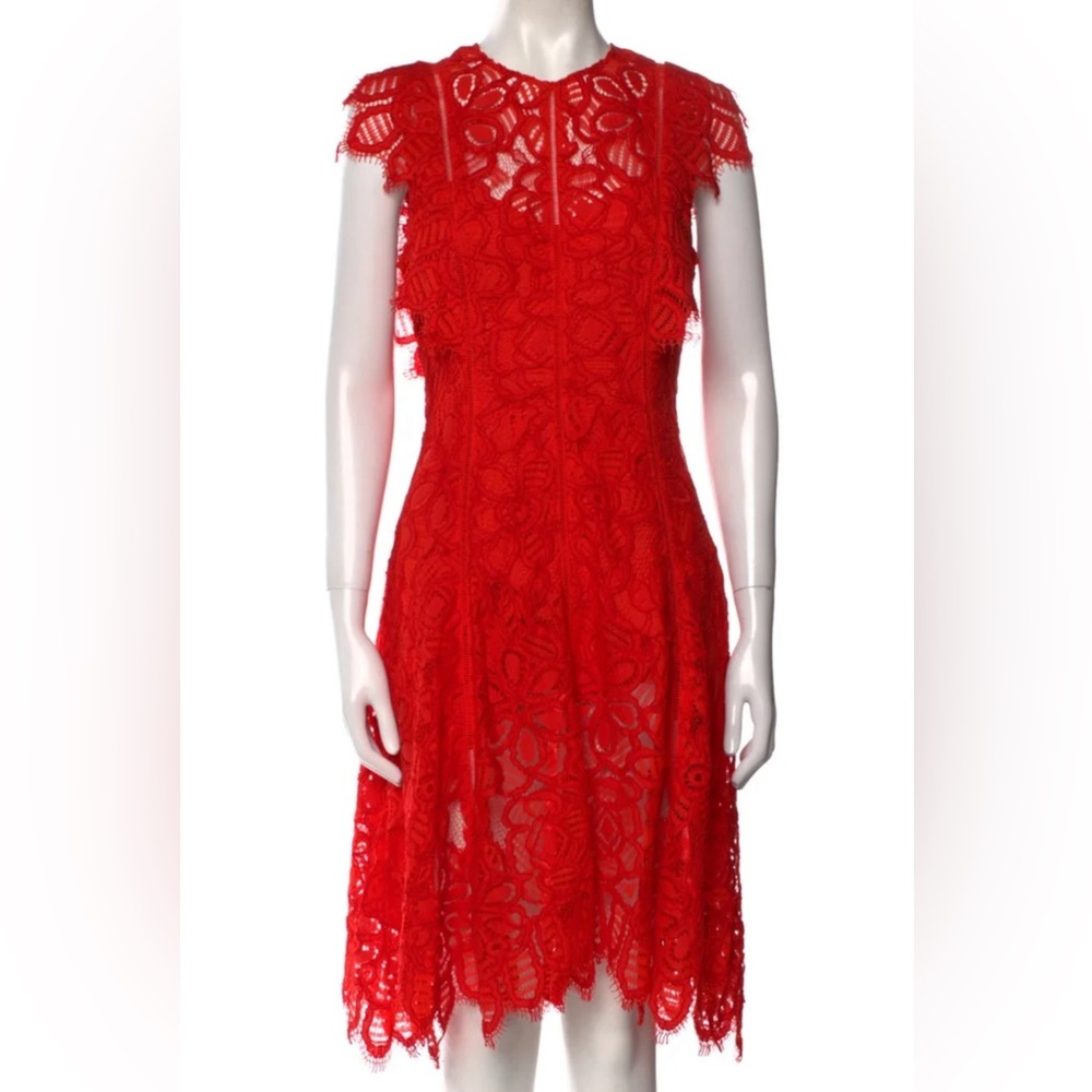 Lela Rose Flutter Sleeve Lace Dress
